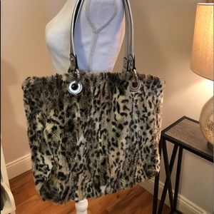 Vintage B Makowsky faux cheetah tote bag